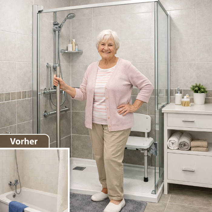 Pflegsituation Dusche mit Pflegeperson